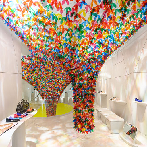 'We are flowes' installation at Galeria Melissa in New York. Designed by SoftLab