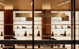 Joseph Cheaney: The brand’s preeminent boutique store on New Bond Street, featuring a centralised shoe polishing station.