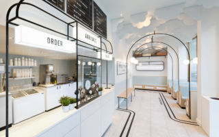 Their playful concept for instagrammable ice-cream brand Milk Train takes calming reimagined cues from deco train carriages