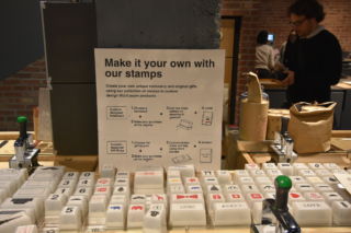 A stamp station allows customers to personalise stationery and paper items.