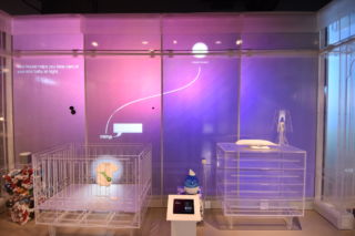 Interactive displays show how connected household products work together in different scenarios.
