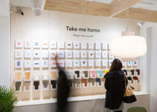 Clean and simple - Hem's take me home wall, providing take-aways for customers to reconnect with the brand when they leave the pop-up