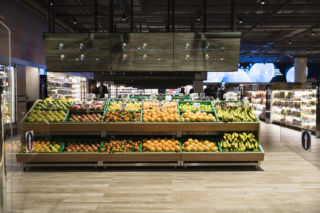 Gesture sensors allow shoppers to explore the origins and nutrition of produce.
