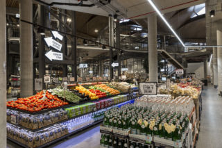 Central produce stations create visual interest. 