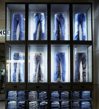 The denim area in their concept for Jack & Jones demonstrates the value of great product lighting