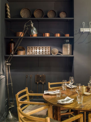 Kitchenware propping and domestic furnishings and colour palette  and a authentic and homely feel to Brasserie Blanc