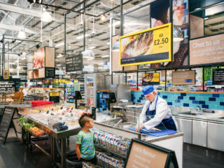 Open counters allow customers to view fresh product being prepared.