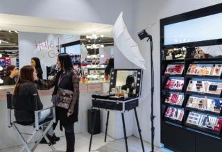 A cosmetics/makeover area expands the store’s offer.