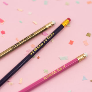 From Oh Squirrel, branded pencils display language from popular IG hashtags.
