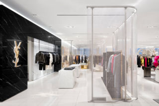 Chain mail is used extensively throughout the store to subtly divide the spaces without blocking the view.