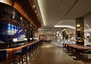 The first floor café and bar provide a transition space between the bookshop and the hotel, located above the store.