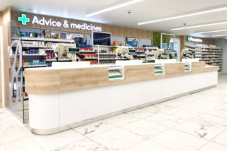 In addition to the usual counter service, customers can collect prescriptions via an 'express pick-up lane' or the secure locker service. 