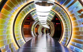 Shoppers step into the ‘wormhole’ experiencing a surreal transition from Earth to Mars - in reality an experiential corridor, along which shoppers can visit brand spaces as part of their journey.