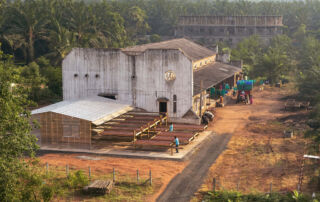 Distinct Origins' Cacao Fermentary in West Godavari District is a 70 year old retrofitted tobacco warehouse. Photo by Hashim Badani